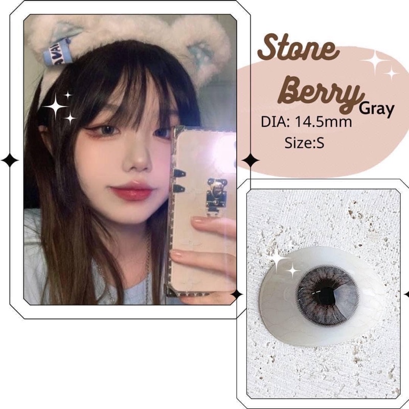 Lens Thái mẫu Stone Berry xám 0 độ siêu hot