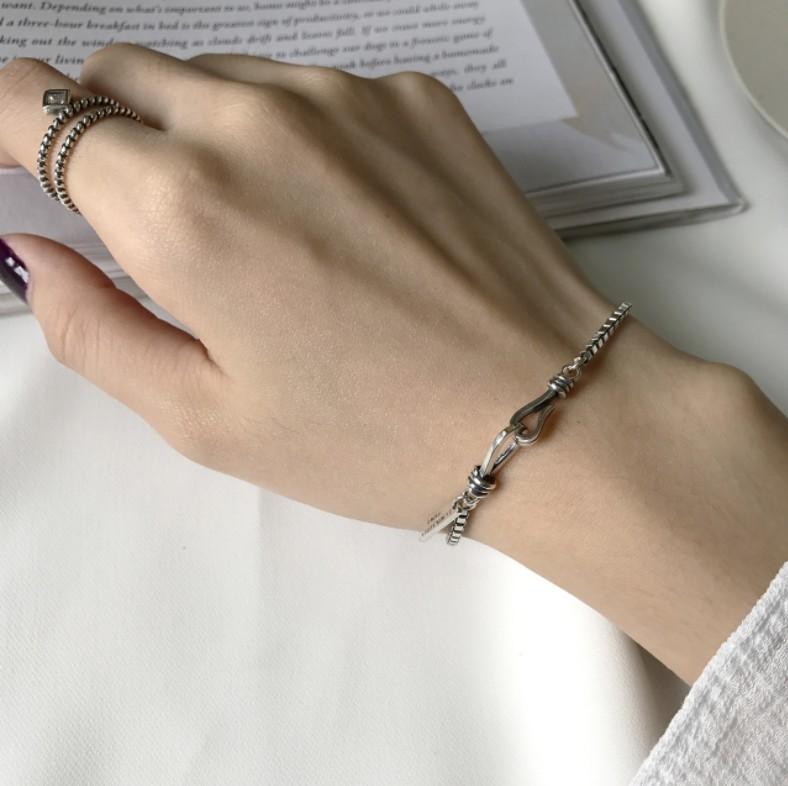 Vòng tay bạc sterling 925 phong cách công nghiệp retro thời trang đơn giản cho cặp đôi