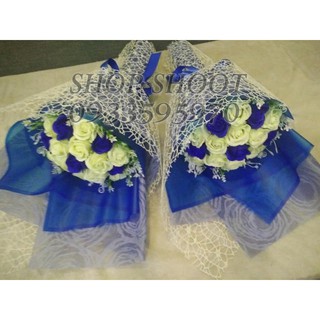 BÓ HOA XANH DƯƠNG PHỐI XANH CỐM 20 BÔNG