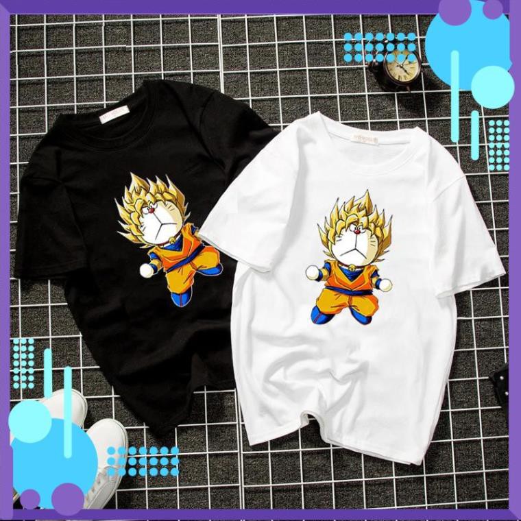 Freeship-HÈ Áo thun unisex form rộng mèo máy biến hình goku thời trang cá tính vải dày mịn 2019T1344 3