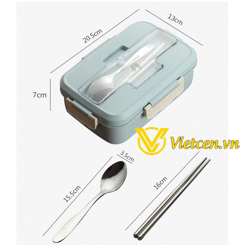 MVP317 Hộp cơm văn phòng 3 ngăn kèm đũa thìa lúa mạch Hot