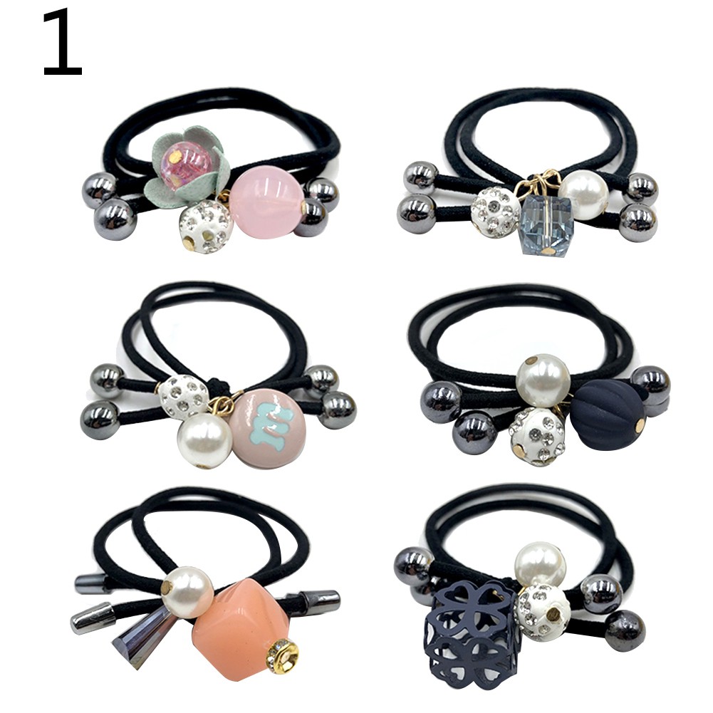 Set 6 dây buộc tóc đính ngọc trai giả xinh xắn đáng yêu