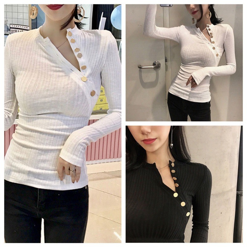 Áo Nữ Màu Trơn Tay Dài Không Đối Xứng Thời Trang Mùa Thu | BigBuy360 - bigbuy360.vn