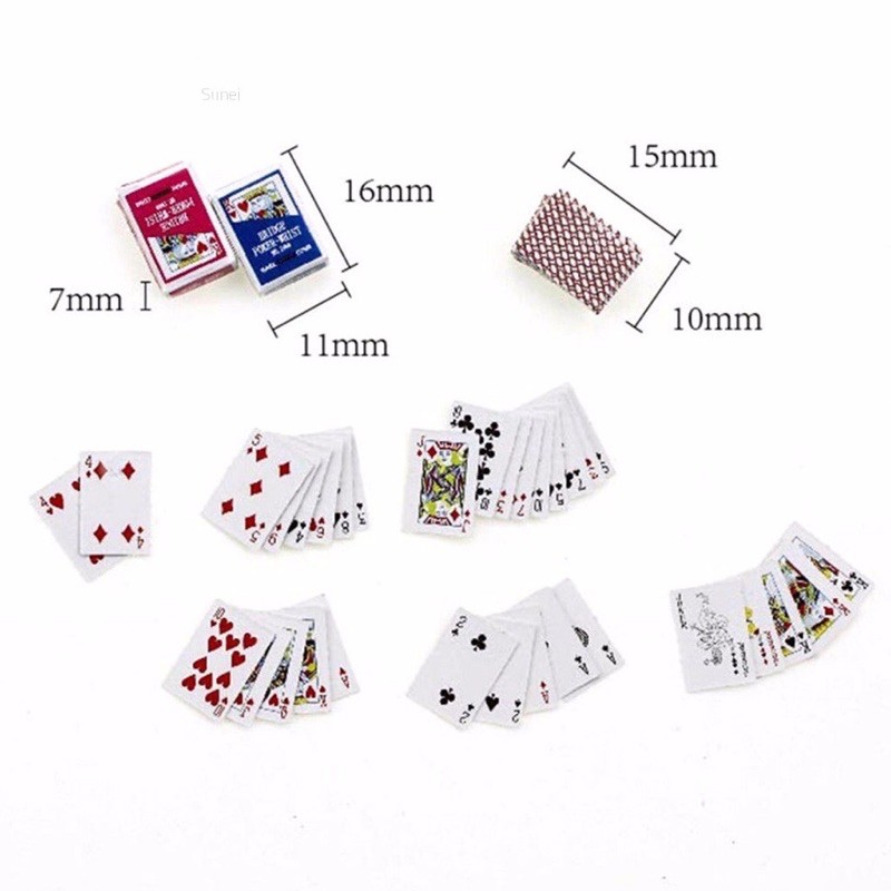 Mô hình bộ bài tây poker mini tí hon phụ kiện trang trí đồ chơi