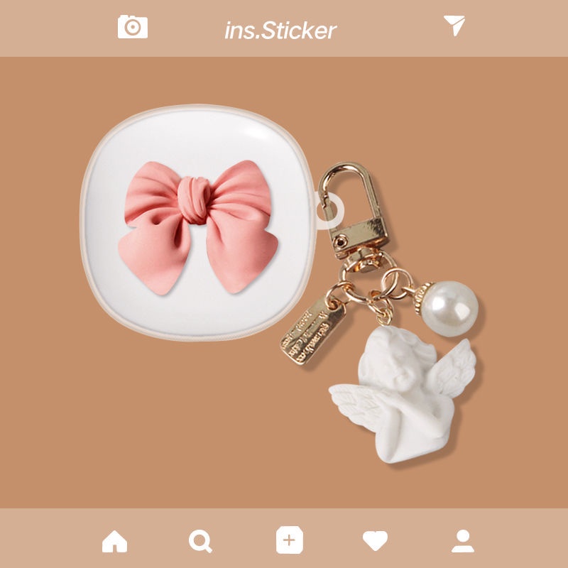 Vỏ Bảo Vệ Hộp Sạc Tai Nghe Baseus WM02 Mềm Mại Đính Nơ Và Ngọc Trai Dễ Thương