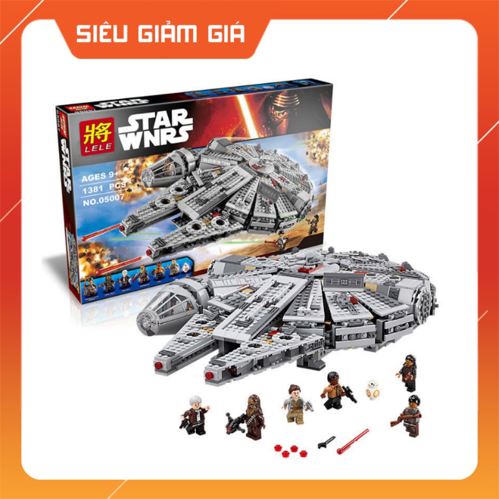 Lắp Ráp Xếp Hình Mô Hình Tàu Vũ Trụ Thiên Niên Kỷ Star Wars 1381 Khối LELE79211 LEPIN05007 BELA10471