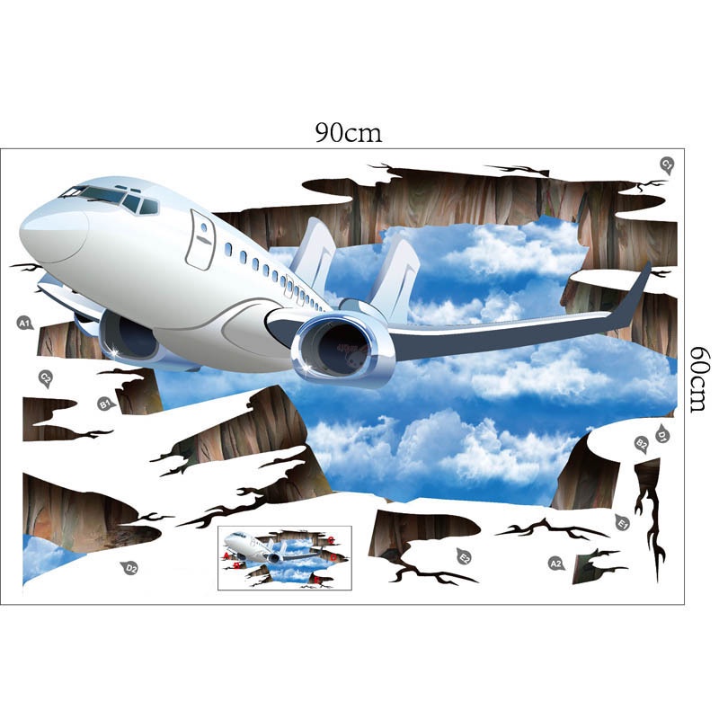 Miếng Dán Tường Pvc Hình Bầu Trời 3d