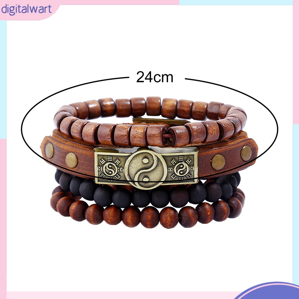 Set 4 vòng tay hạt gỗ kiểu dáng đa dạng thời trang cho nam