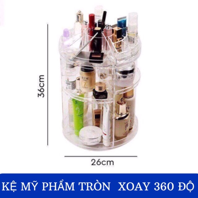 Kệ đựng đồ trang điểm trụ xoay 360 độ, 3 tầng đựng đồ đa năng (khách vui lòng chọn đúng phân loại)