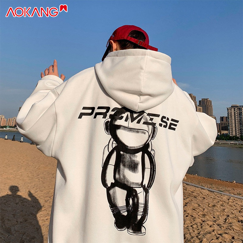 Áo hoodie AOKANG dáng rộng phong cách đường phố Mỹ thời trang xuân thu cho nam