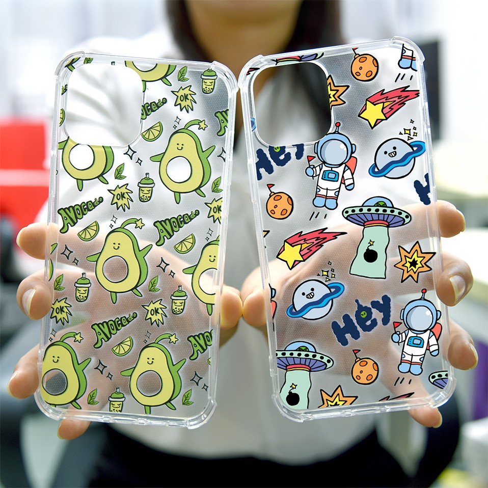Ốp điện thoại trong suốt họa tiết hoạt hình cho iPhone X Xr XS MAX 11 12 Pro Max SE 2020 6 6Plus 6S 6s+ 7/8 Plus Gửi phim thủy tinh