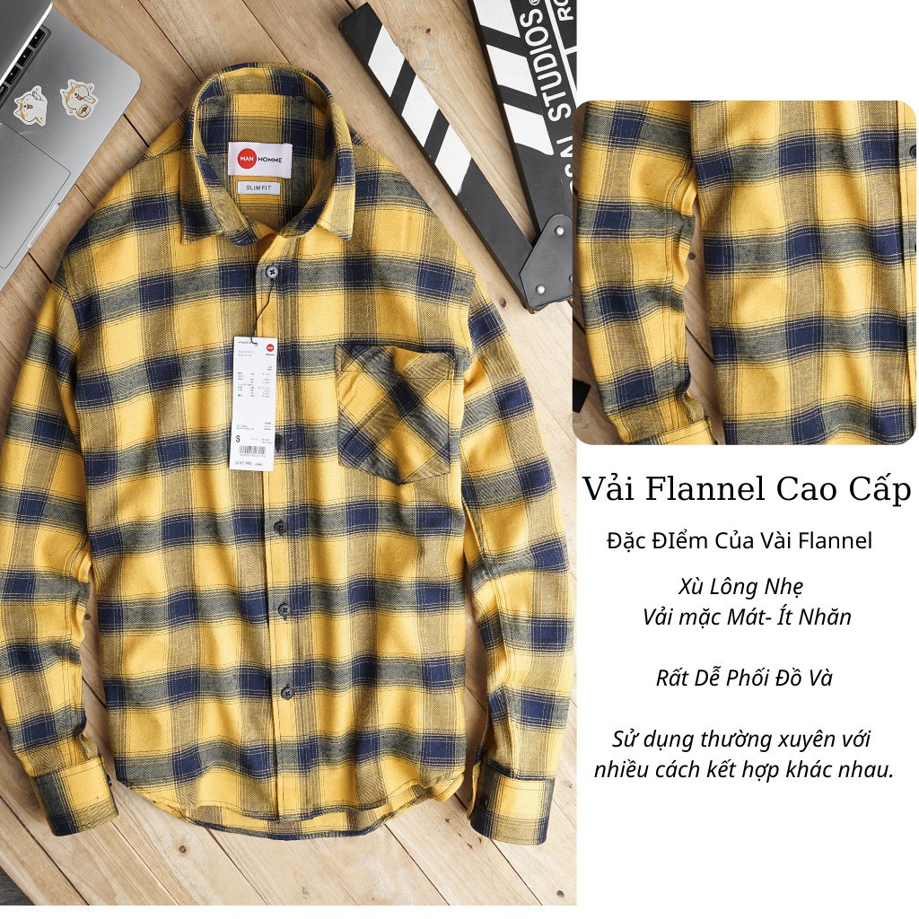 Áo Sơ Mi Ca Rô Nam Hàn Quốc Áo Flannel Sơmi Kẻ Sọc Caro Nam Dài Tay From Ôm Hàng Hiệu - SMGS02 - MANHOMME | BigBuy360 - bigbuy360.vn