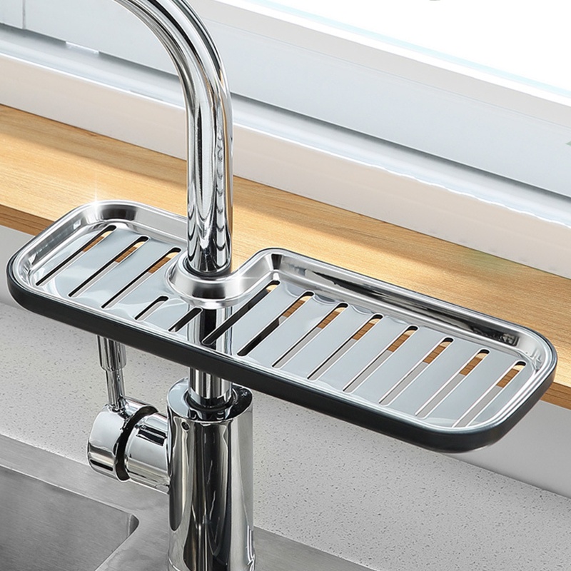 Giá Đỡ Đựng Xà Phòng Mút Rửa Chén Gắn Vòi Nước Bồn Rửa Chén Ráo Nước Có Thể Điều Chỉnh