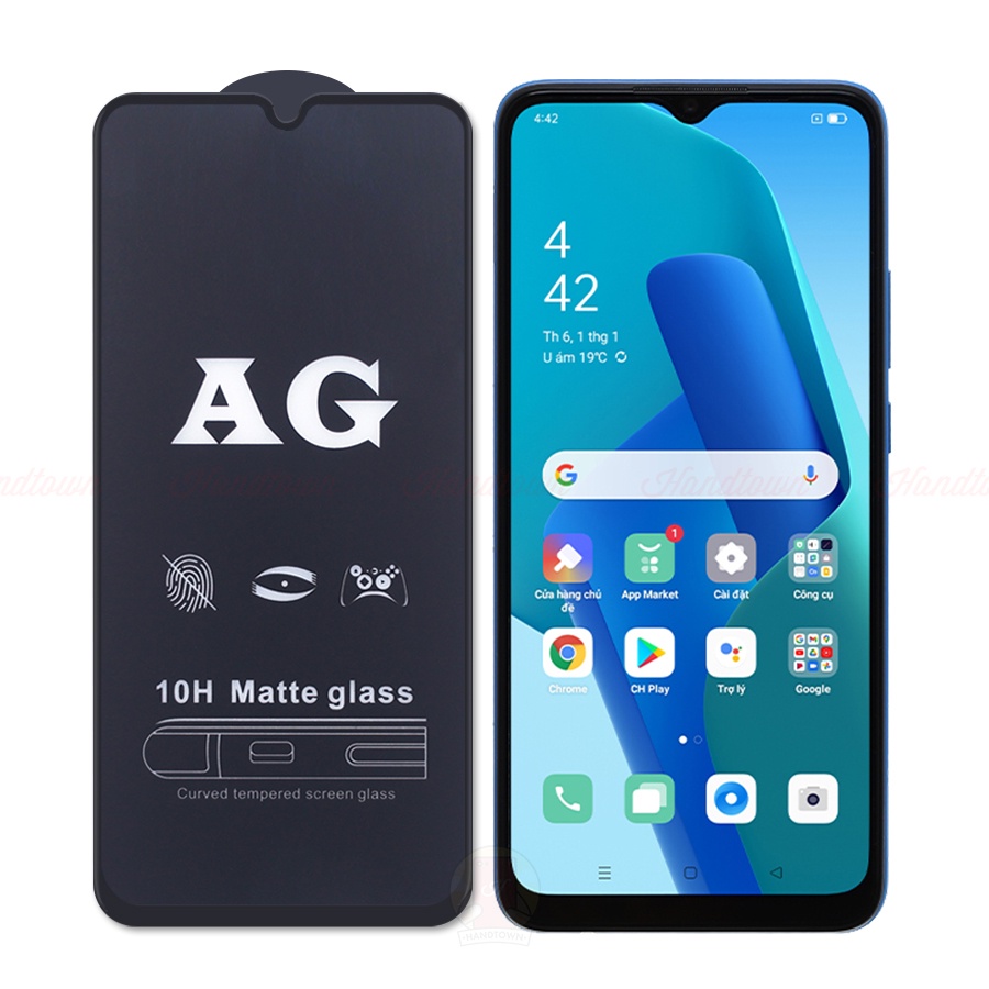 Kính Cường Lực Oppo A16K Cường Lực Chống Vân Tay Full Màn Chống Nước Chống Xước Không Chấm Li Ti Cao Cấp Handtown