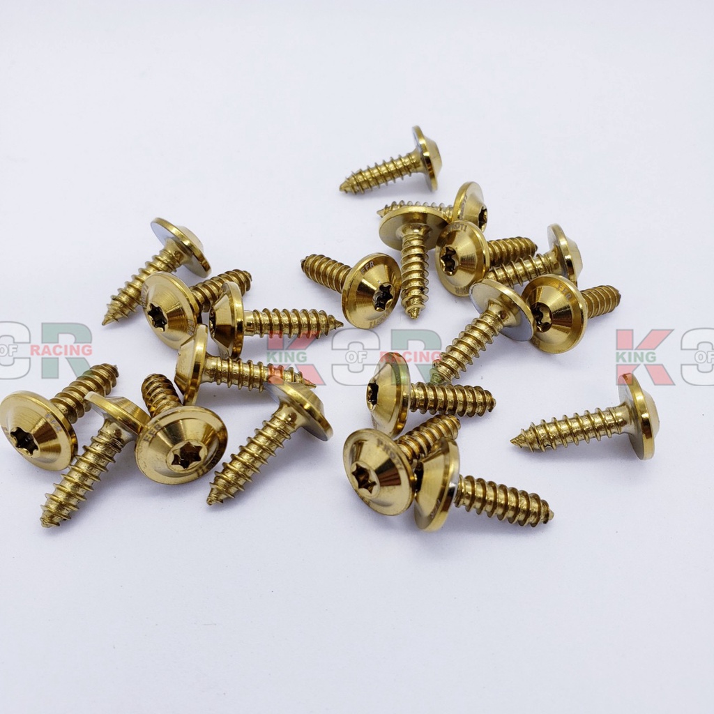 Ốc Proti 5li xi Titan dàn áo xe máy sirius exciter jupiter... mẫu cao cấp gắn dòng xe yaz, giá 1 ốc, màu vàng