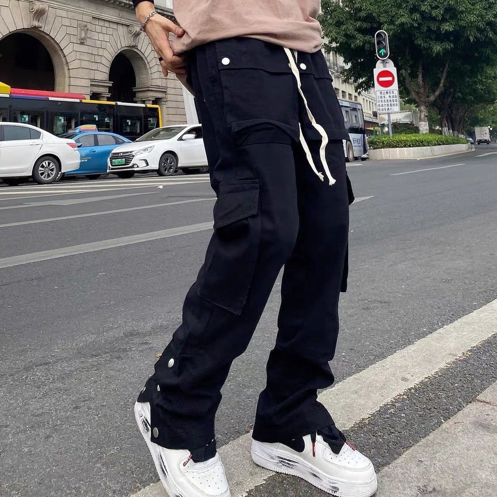 Quần Button Cargo Pant kaki cực ngầu ( túi hộp &amp; 3 cúc bấm ) kiểu dáng Streetwear