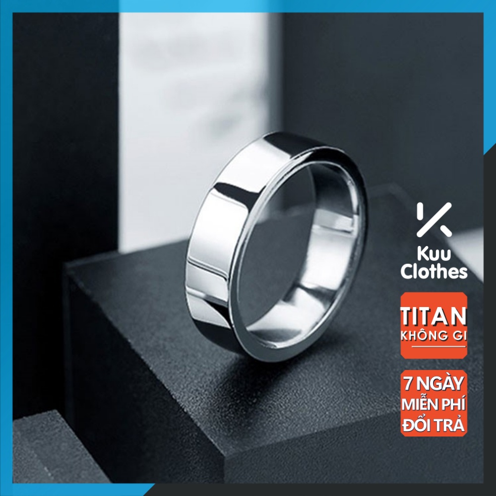 Nhẫn Nam Nữ Trơn Basic Plain Ring LỚN Kuu Clothes Màu Bạc Đẹp Cao Cấp  - Nhẫn Unisex Titan Không Gỉ - Plain Ring Lớn