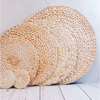 Thảm cói tròn 40-50cm ( thảm lục bình, thảm cói trang trí )