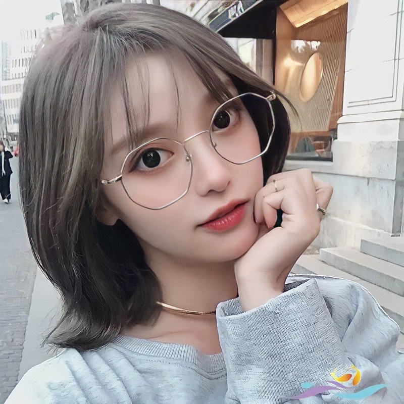 Kính mắt bát giác gọng cận kim loại thời trang nam nữ cá tính hot trend 2021