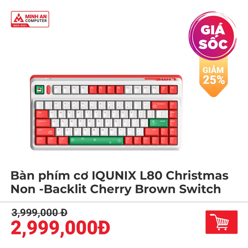 Bàn phím IQUNIX L80 Christmas Brown Switch Bluetooth 5.0 + Wireless 2.4Ghz RGB | Chính hãng