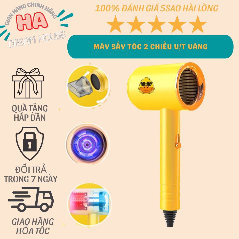 Máy sấy tóc  cầm tay mini 2 chiều nóng lạnh Vịt Vàng PARAMETER công suất 1200W, 3 nấc nhiệt, bảo hành 12 tháng
