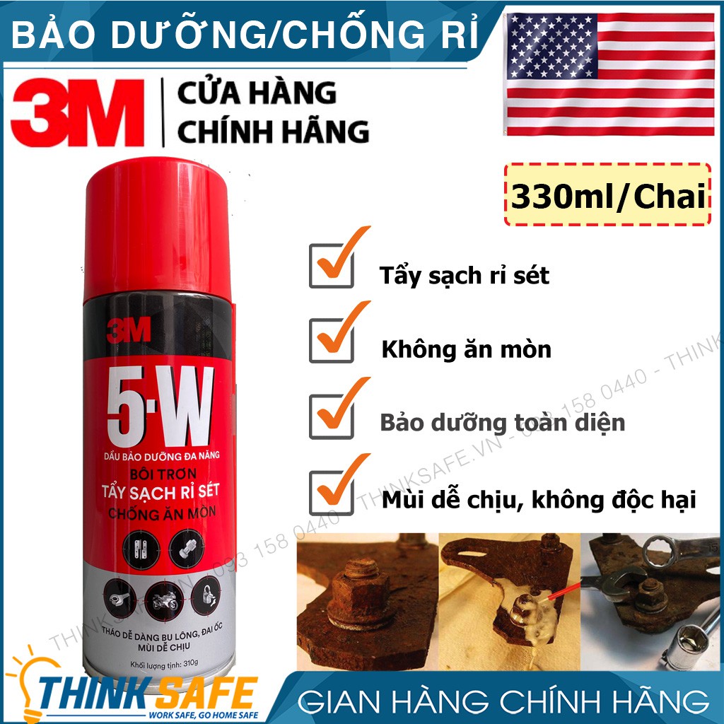 Chai tẩy rửa, bôi trơn chống rỉ sét 3M 5W tẩy sạch rỉ sét, chống ăn mòn ( 310g)