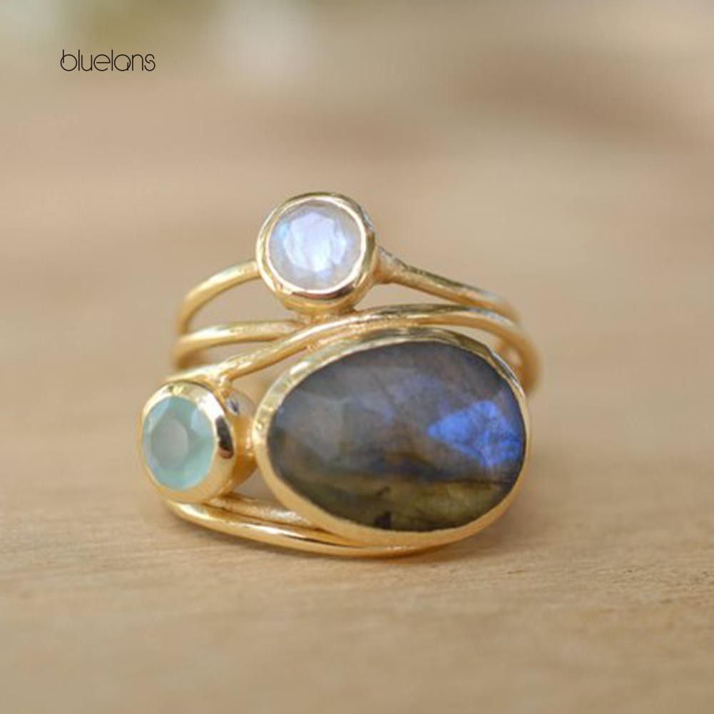 Nhẫn Đính Đá Mặt Trăng Nhân Tạo Thời Trang Cho Nữ