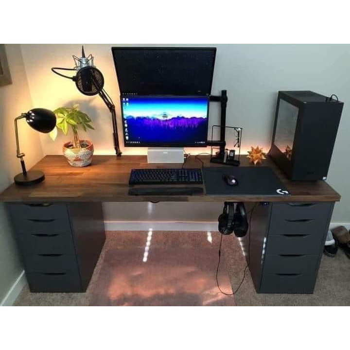 Bàn IKEA thẳng 2 bên hộc