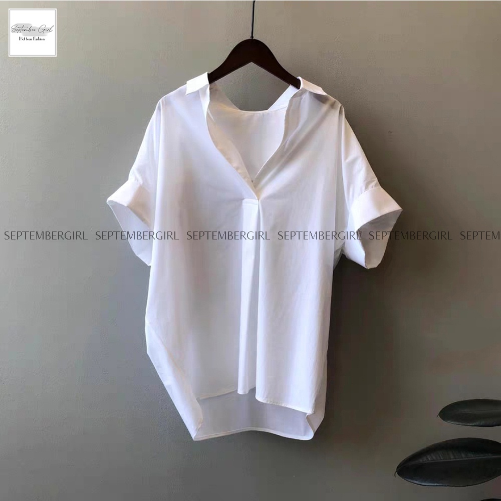 Áo sơ mi công sở nữ ngắn tay trơn màu thanh lịch SOMI NU 007 septembergirl