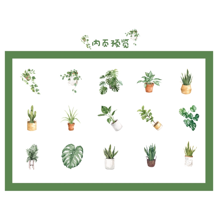 46 Miếng Dán Trang Trí Sổ Lưu Niệm Hình Cây Xanh