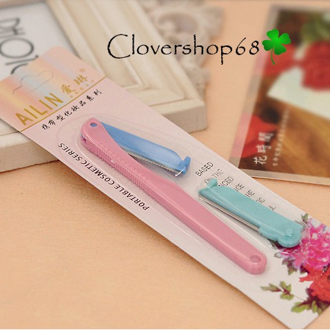 Bộ dao cạo tỉa lông mày 2 lưỡi Ailin - Dụng cụ tỉa lông mày gọn nhẹ Clovershop68