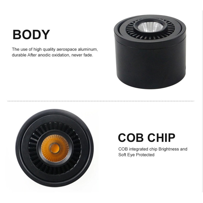 [ Bảo hành 2 năm ] Đèn Led ống bơ mắt COB xoay 360 độ thân trắng,thân đen ÁNH SÁNG MÀU TRẮNG,VÀNG 7W,12W- Lỗi 1 đổi 1