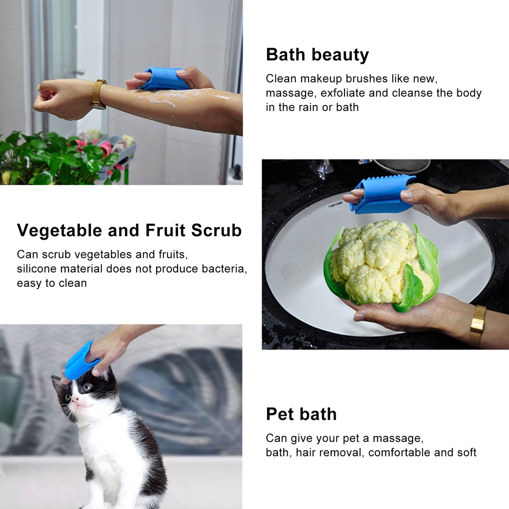Neon074 Silicone Exfoliating Brush Multifunction Bath Massage Body Scrubber Laundry Tableware Cleaning Bàn chải silicon