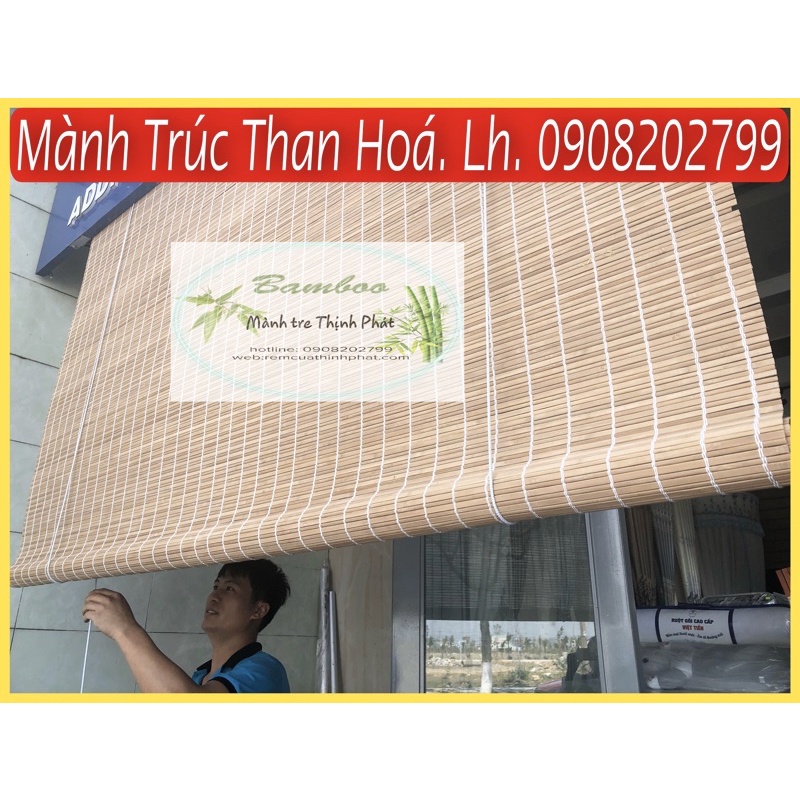 Rèm cuốn tre chống nắng cửa sổ mành tre Than Hoá mầu Nâu, mành tre ngoài trời. Mành rèm tre che nắng [ Nhiều Kích Thước]