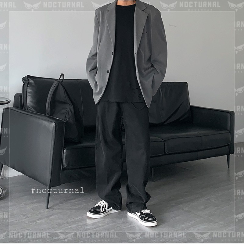 Quần Kaki Jeans Denim Trơn Loose-fit Basicblack Unisex Nocturnal | BigBuy360 - bigbuy360.vn