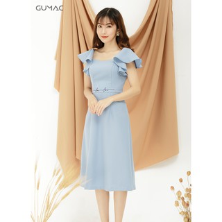 Đầm eo thêu chữ love gumac ms09933_xanh