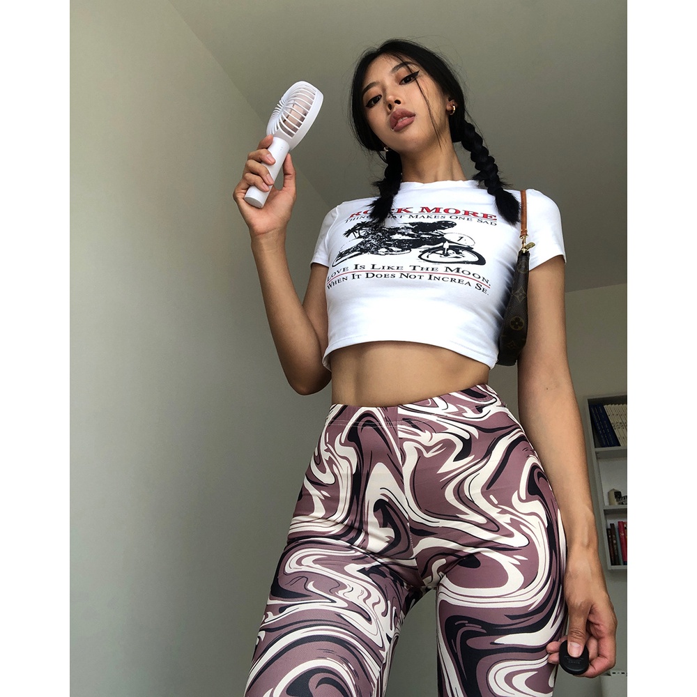 Áo Thun Crop Top Tay Ngắn Dáng Ôm In Họa Tiết Xe Máy Dễ Thương Thời Trang Mùa Hè Cho Bé Gái Y2K