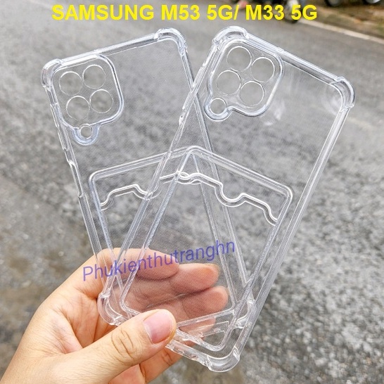 Ốp chống sốc silicon trong suốt kèm ngăn ví đựng thẻ Samsung A13 4G A53 5G A73 5G A33 5G A23 M33 M53 - hàng dày loại 1