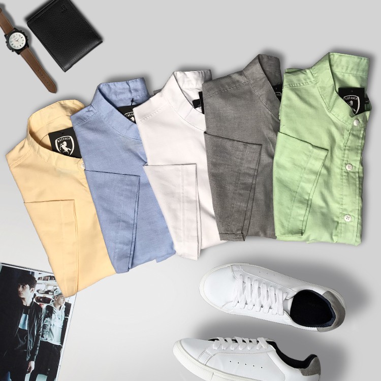 [Mã FAMALLT5 giảm 15% đơn 150K] Áo Sơ Mi Nam Vải Oxford Ngắn Tay Cổ Tàu KATUSCO - A2008 | BigBuy360 - bigbuy360.vn
