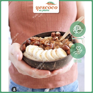 SET 03 Bát gáo dừa & Thìa gỗ ăn sinh tố, kem, salad | YESCOCO XƯỞNG SX