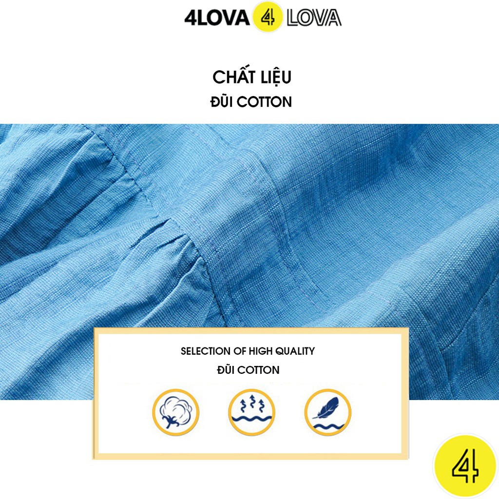 Váy xòe babydoll nữ 4LOVA thiết kế tay bồng phối cổ vuông thắt nơ sau trẻ trung