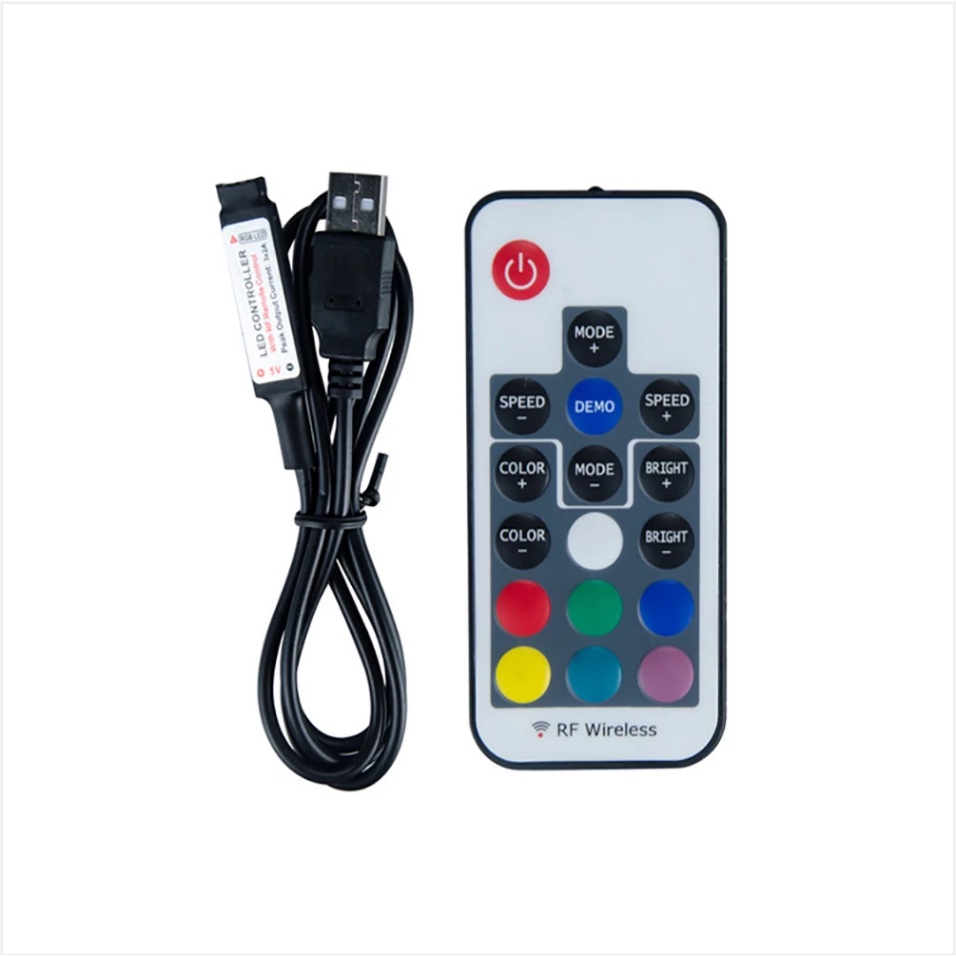 Bộ Điều Khiển Đèn LED Từ Xa DC 5V/12V/24V USB IR RF LED 3/17/20/24 Nút Bấm RGB