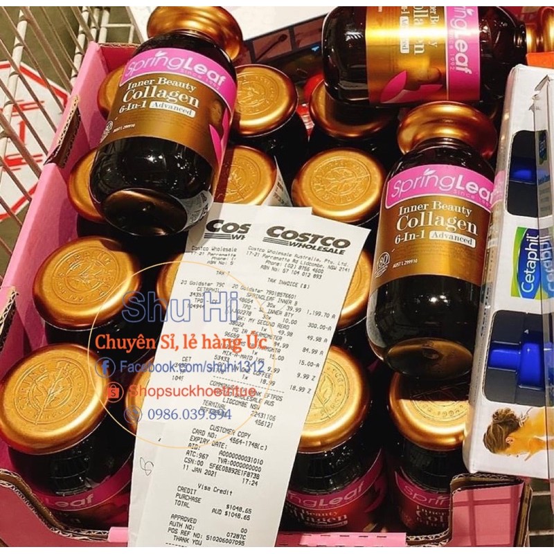 Collagen Springleaf 6 in 1 - 90 viên, 180 viên Úc - Viên Spring leaf inner beauty colagen 6-IN-1 advance