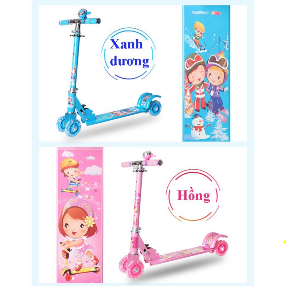 Xe Trượt Scooter 3 Bánh Cho Trẻ Em Có Đèn Led Phát Sáng, Xe Scooters Bé Trai Gái 2 3 4 5 6 7 8 9 10 Tuổi Đa Năng Cao Cấp