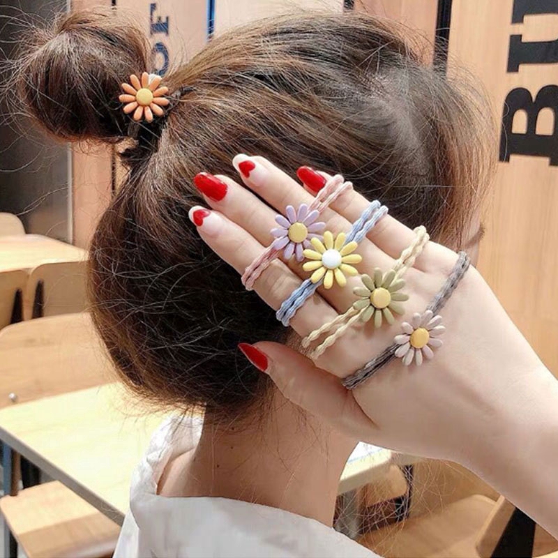 New Tiara Hair Jewelry,Korean Daisy Flower Elastic Rope,Hairband Tied Hair Ponytail Holder,daisy flower hair rubber band