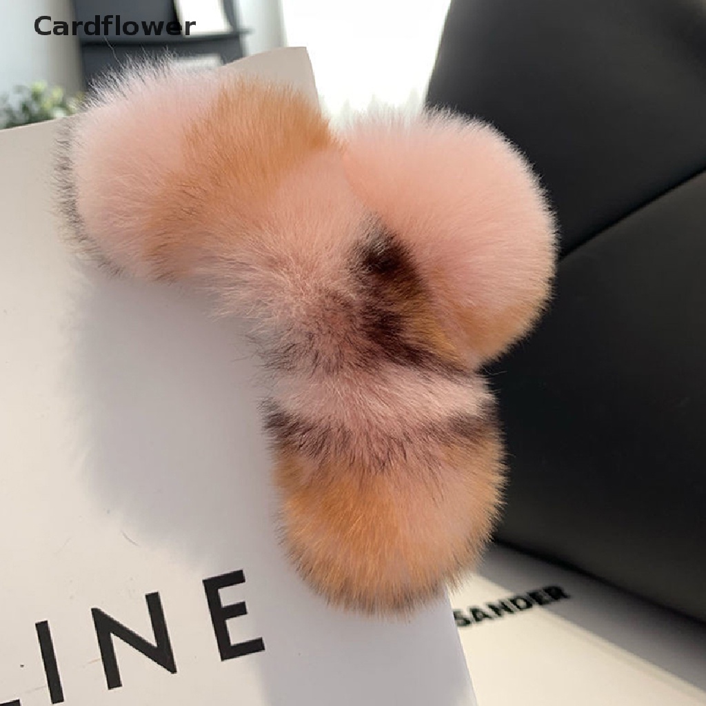 &lt; Cardflower &gt; Kẹp Tóc Càng Cua Cỡ Lớn Đính Lông Thỏ Cho Nữ Giảm Giá