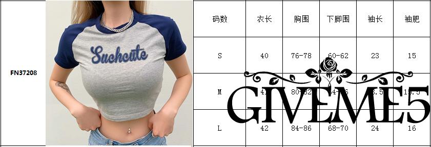 Áo thun lửng ngắn tay in chữ thời trang dành cho nữ