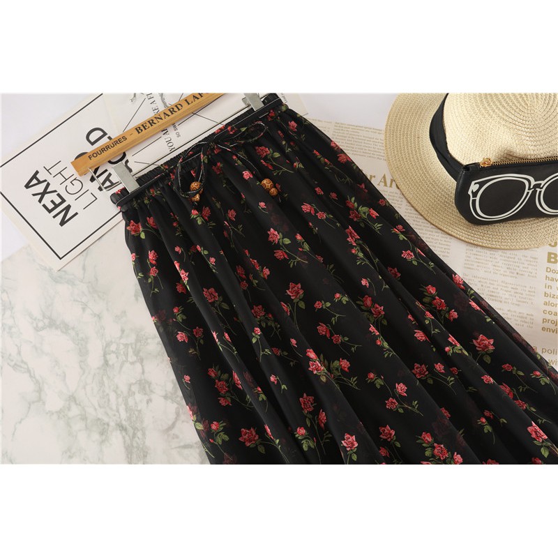 Chân Váy Dài Dáng Xòe In Hoa VD01 - Trắng | BigBuy360 - bigbuy360.vn