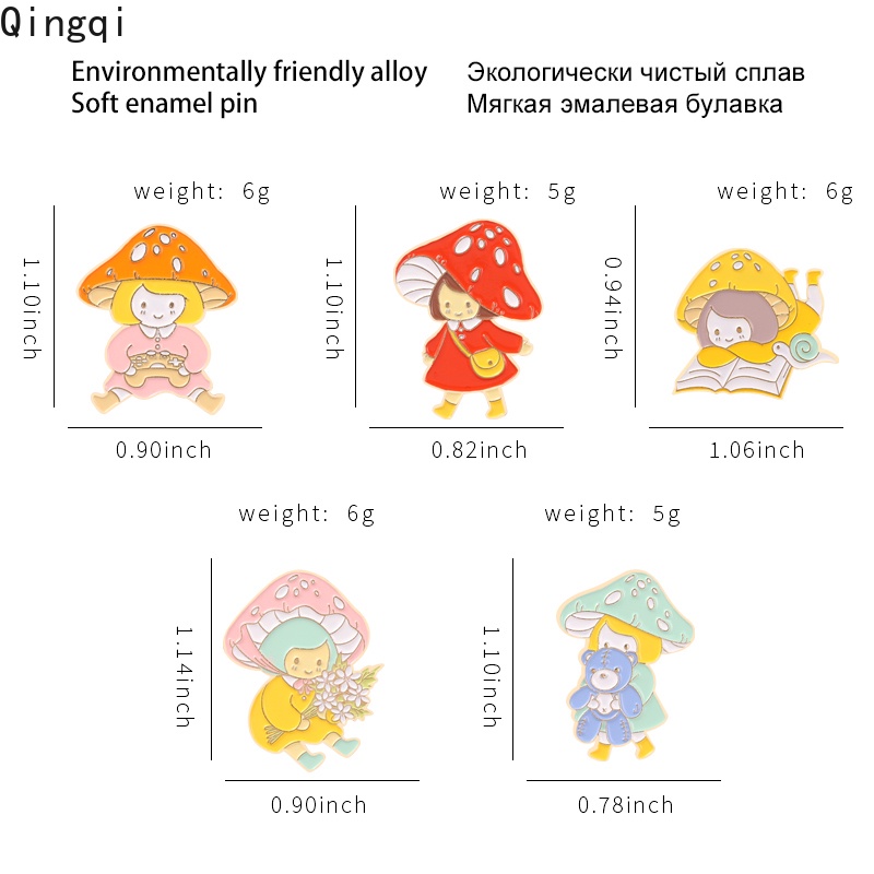 Ghim cài áo Miss Zoe bằng kim loại tráng men hình nấm hoạt hình đáng yêu