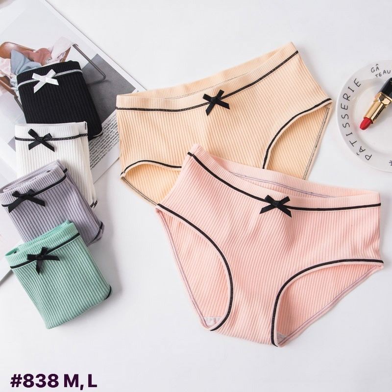 Quần lót cotton nữ gân tăm đính nơ KHÁNG KHUẨN | BigBuy360 - bigbuy360.vn